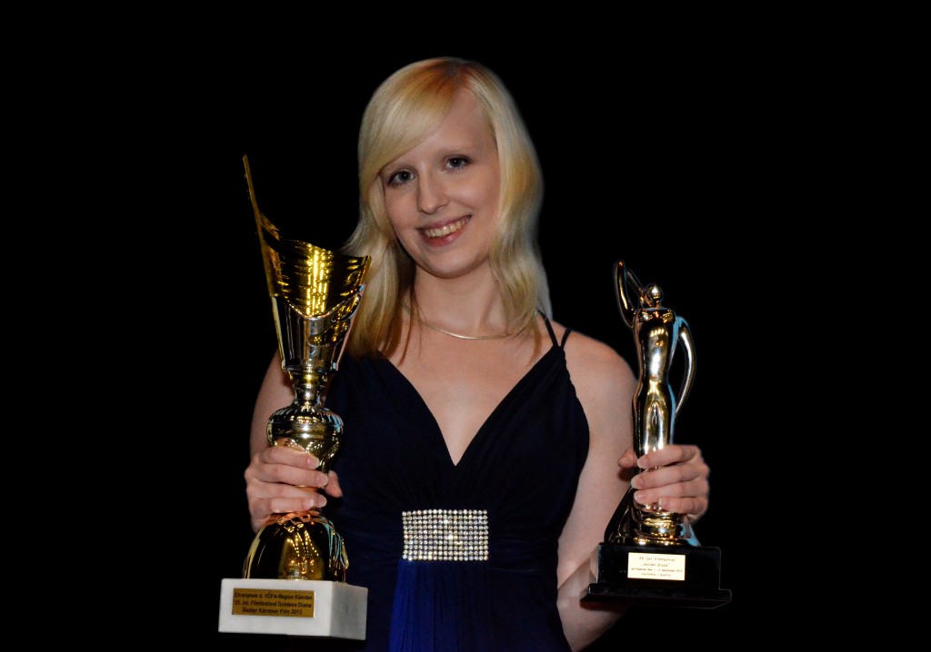 Christina Rauch mit der Silbernen Diana und dem Sonderpreis für den besten Kärntner Film